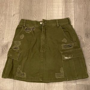 Carmar denim skirt with rips, olive green, 8